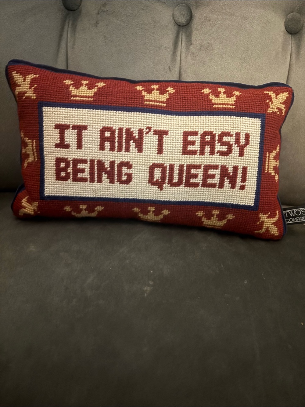 Two's Company "It Ain't Easy Being Queen" Red Accent Pillow